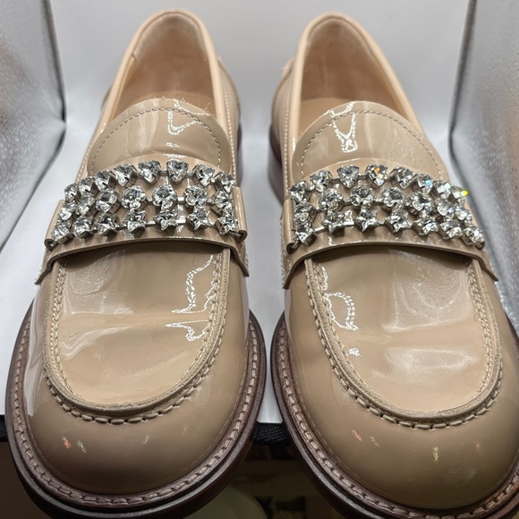 RARE AGL Lola Strass Mixed Crystal Patent Loafers Nude 40 - $585 Retail - Picture 9 of 17